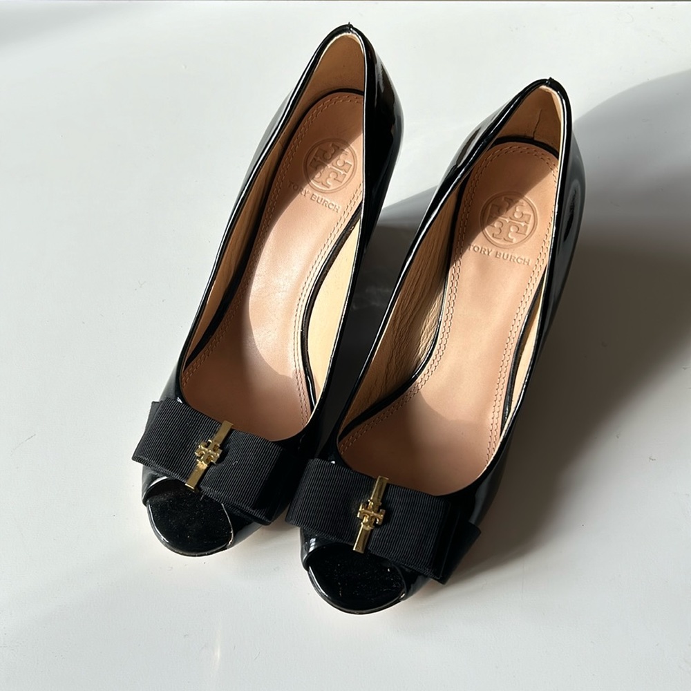 Tory Burch Black Wedge Heels Size 6